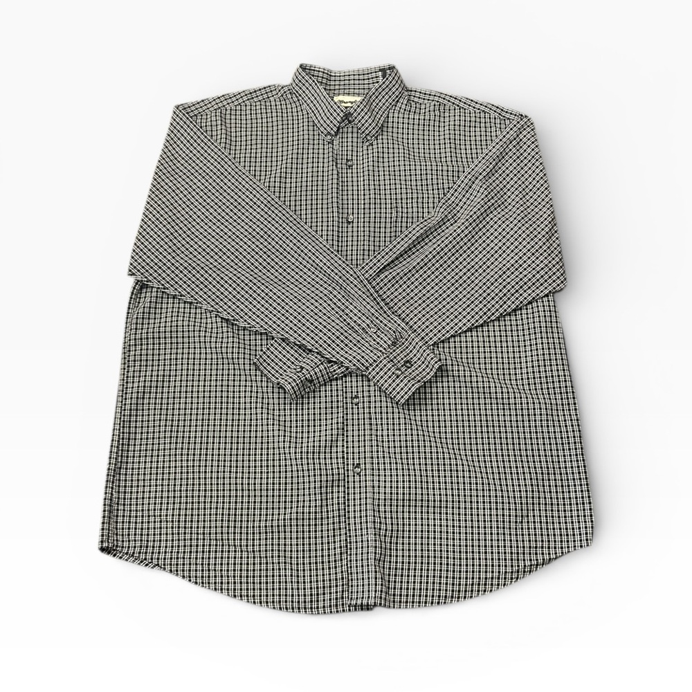 Wrangler Riata Black White Checkered Plaid Long Sleeve Button Down Shirt XXL - Picture 6 of 11